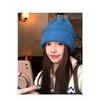 Women S Blue Knit Slouch Hat Winter Warm Thick Beanie Cap
