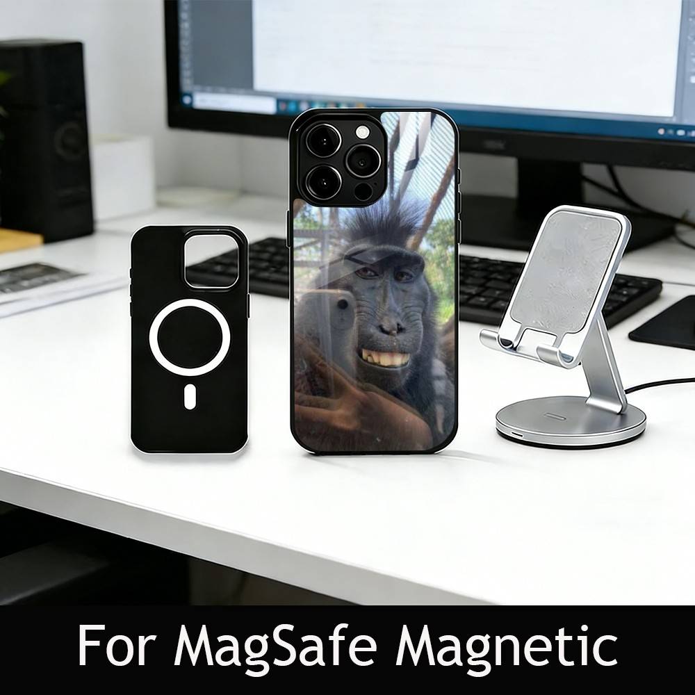 C-Cute F-Funny Monkey Phone Case For iPhone17,16,15,14,13,12,11 Plus,Pro Magnetic with Magsafe Wireless Charging
