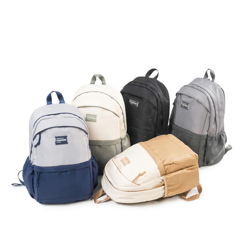 College-Stil Farbblock Rucksack Schülerrucksack Unisex Computertasche Leichter Reise-Rucksack mit großem Fassungsvermögen