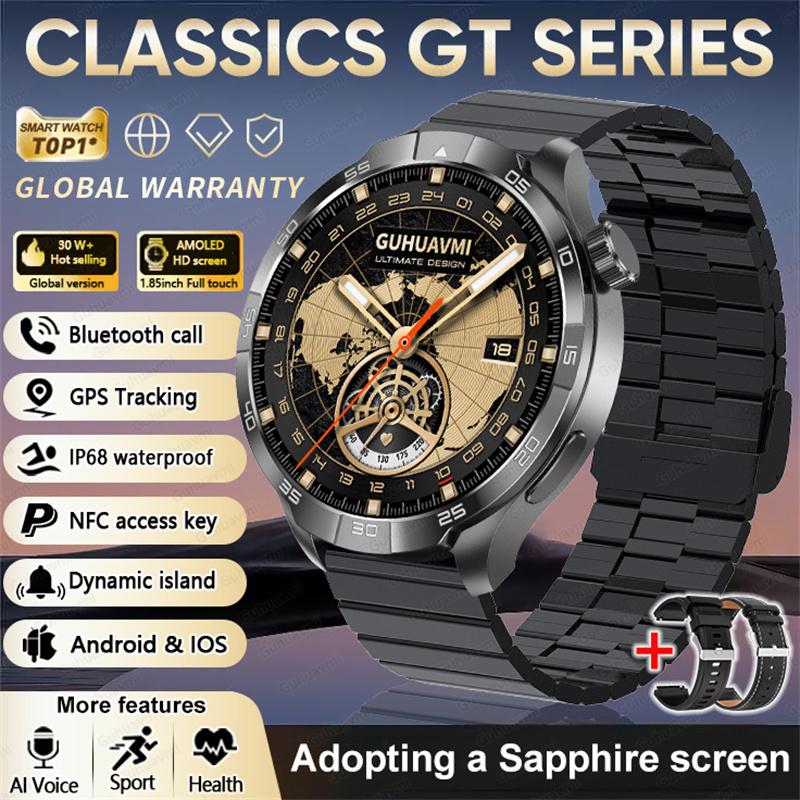 2026 Smart Watch Always Display AMOLED NFC Bluetooth Call GPS Trajectory Waterproof 1.85" AMOLED HD Health Sport Smartwatch Men for Android IOS