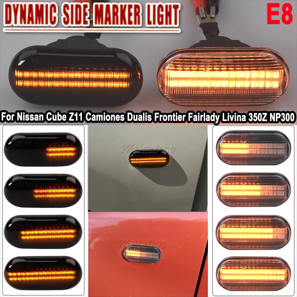 2 Stück Dynamische LED Seitenblinker 12V Fließendes Blinklicht Seitenrepeater Lampenpanel für Nissan 350Z Qashqai J10