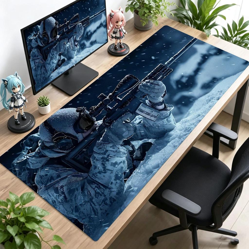 Large Mouse Pad Tactical Soldier Design NonSlip XXL Desk Pad Gaming Accessories Stitched Edges for Home and Game for Fps Gamer