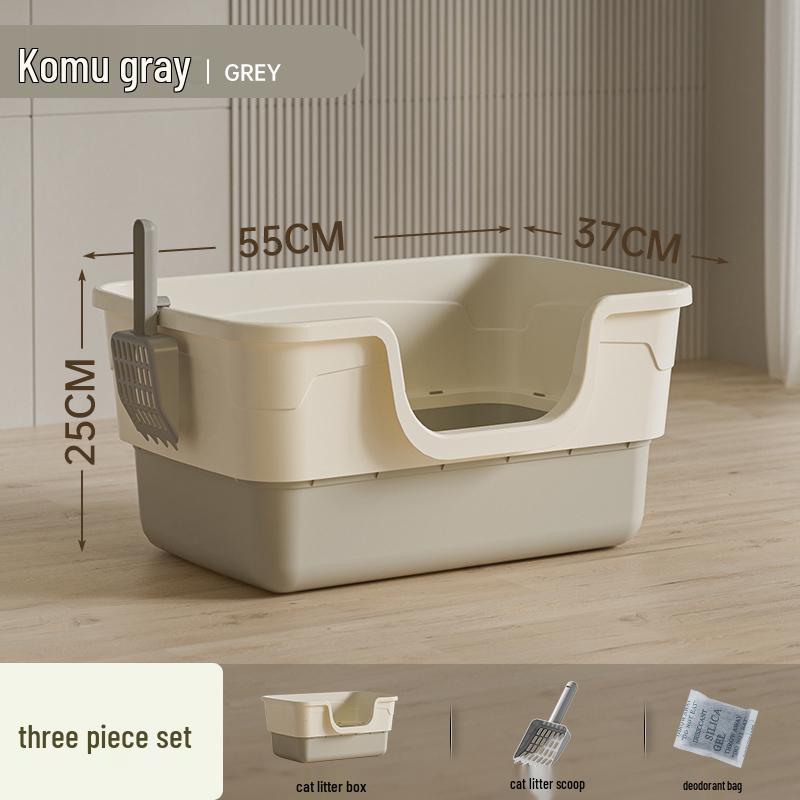 Giant Semi-Enclosed Anti-Splash Deodorizing Cat Litter Box with Mat