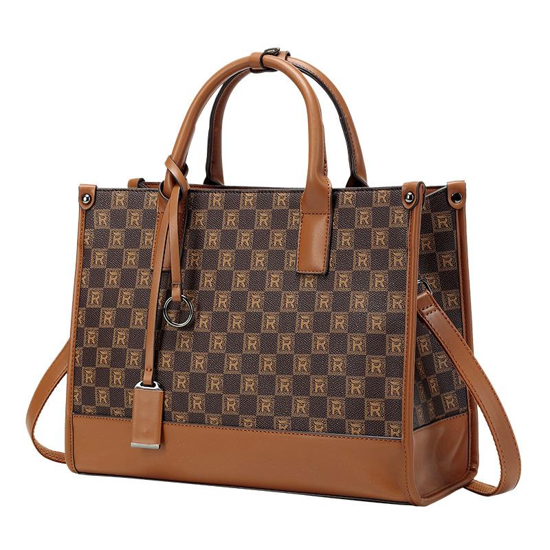 Printed Large Capacity New Women's Bag Fashionable Tote Bag Women's Checkerboard Handbag Single Shoulder Crossbody Bag