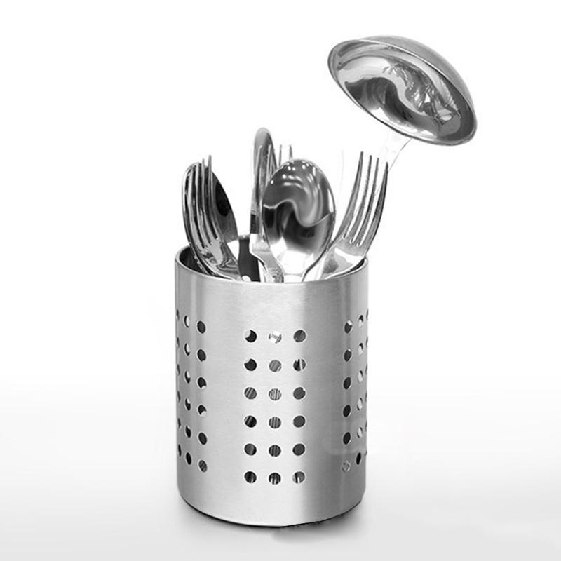 Stainless Steel Chopsticks Storage Tube Cutlery Drain Holder Kitchen / Tools