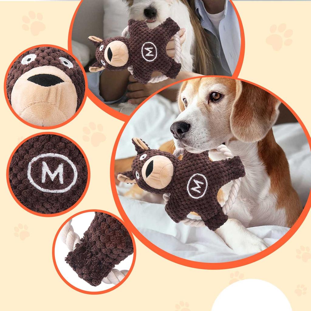 Indestructible Dog Toys, Interactive Dogs Toy Chew Toy, Indestructible Squeaky Dog Toys, Soft Plush Animal Playthings For Playing Trainin