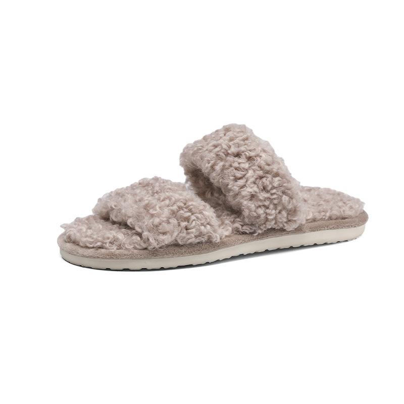 

Бавовняні тапочки з поперечними ременями великого розміру, нові жіночі осінні та зимові плюшеві тапочки з леопардовим принтом, вовняна швабра. 42/43 світло-коричневого кольору