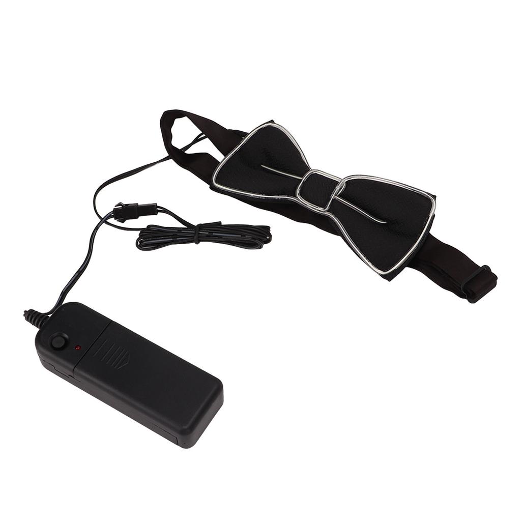 LED Bow Tie Polyester Plastic Copper Wire Adjustable Glowing Necktie for Party Dance Festival Club Green