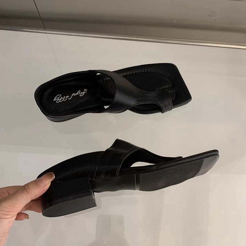 Fashion SUOJIALUN 2024 Summer New Brand Women Slipper Fashion Gold Ladies Elegant Slides Square Low Heel Dress Casual Flip Flops Shoes