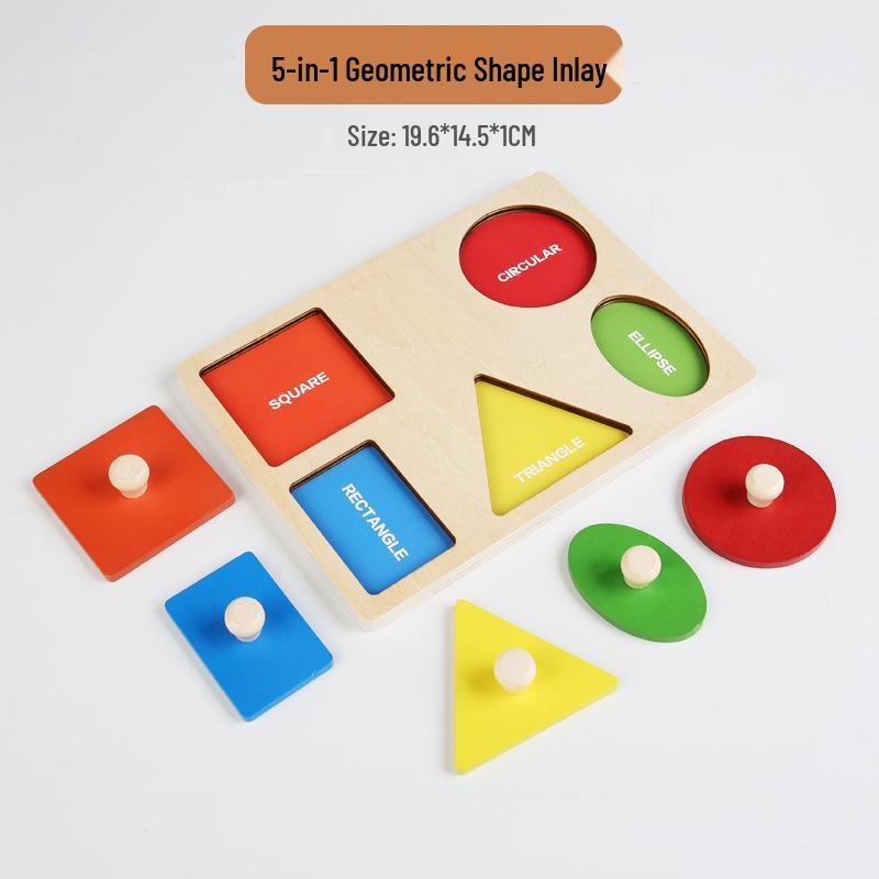 Montessori Wooden Geometric Shape Puzzle Board for Infant Education
