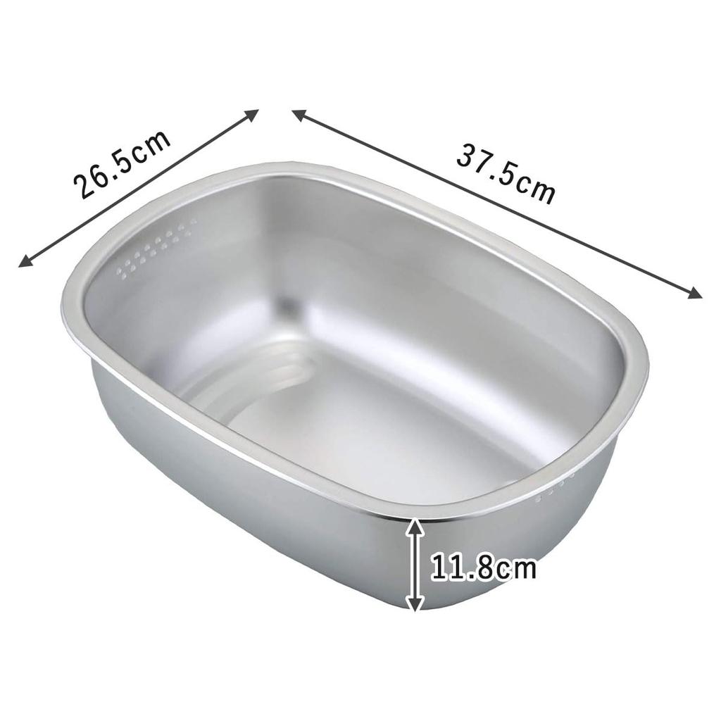Shimomura Kikaku Seamless Washing Basin [Made in Japan] Hygienic stainless steel construction that resists dirt buildup. Features drainage holes, legs