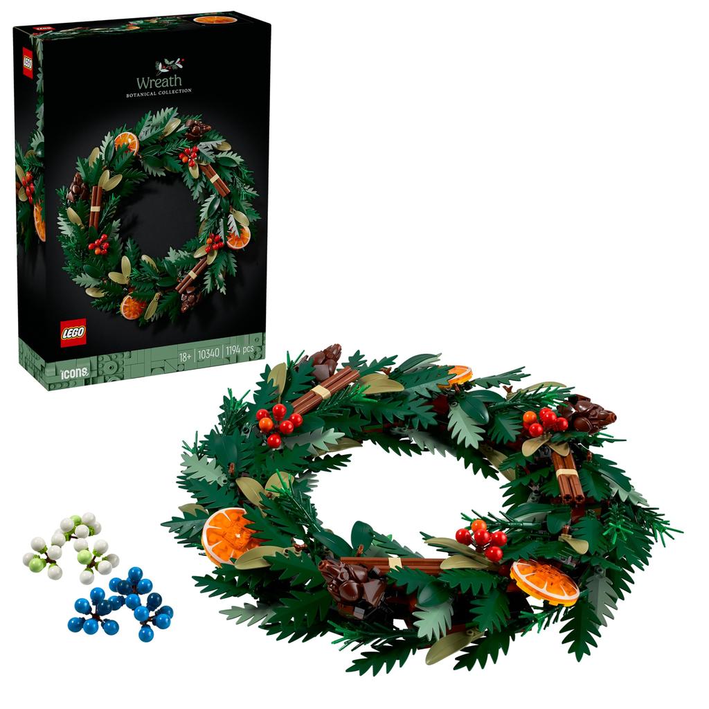 LEGO Icons Wreath Making Holiday Home Decoration Set 10340 Kit, (1194 pieces)
