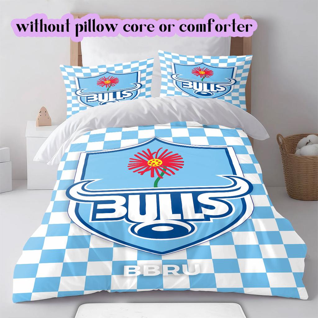 The Bulls rugby Pattern Bedding,Quilt Set Quilt Cover Pillowcase Home Birthday Gift (1*duvet cover+2*pillowcase,without core)