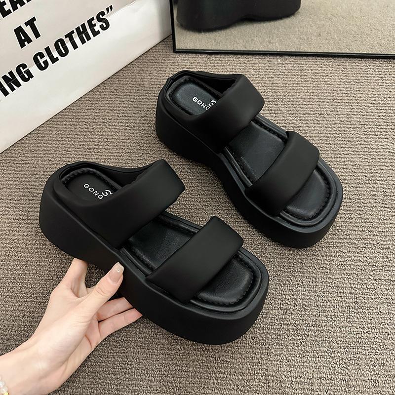 Casual Outerwear One-word Drag Women's Summer 5 New Korean Version Muffin Thick-bottomed Small Man Height Increase Comfortable Cool Slippers