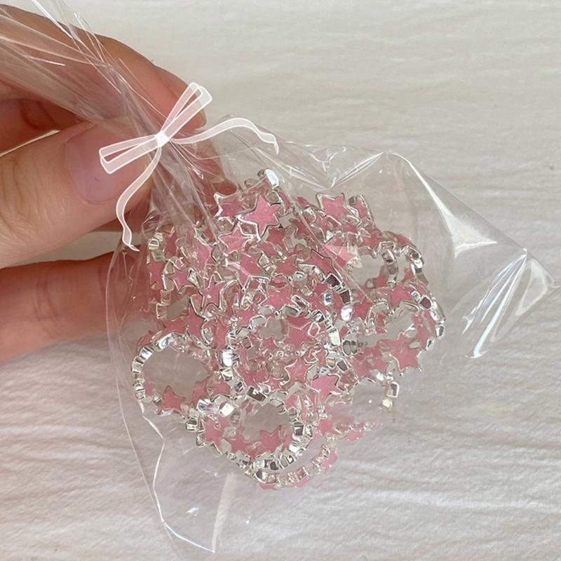 Pentagram-Finger Ring Adjustable Pink White-Star-Open Ring Cute Sweet Cool Jewelry Fashion Star Ring Valentines Day Gift