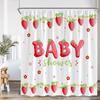 Erdbeer-Mädchen Rosa Duschvorhang Badezimmer Deko Frucht Sommer Kinder Schleifenmuster Schick Modern Frau Polyester Badewannenvorhang