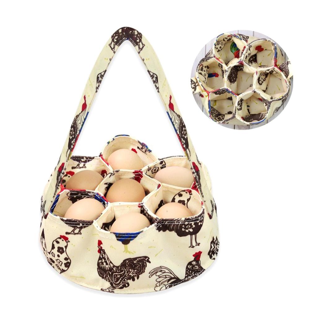 Eiersammeltaschen Canvas-Korb für frische Eier mit 7 Fächern Tragbare Eiertragetasche für Bauernhaus und Geflügel
