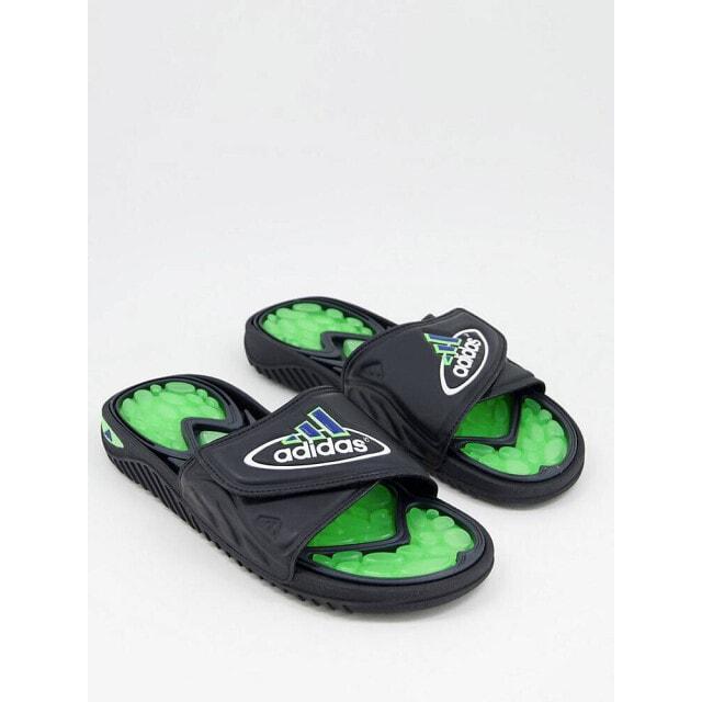

Шлепанцы adidas Originals Reptossage черного и солнечно-зеленого цвета
