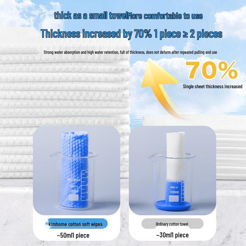 Disposable Pure Cotton Face Wash Towels - Thickened, Soft, Drawstring Design for Baby and Household Cleansing.