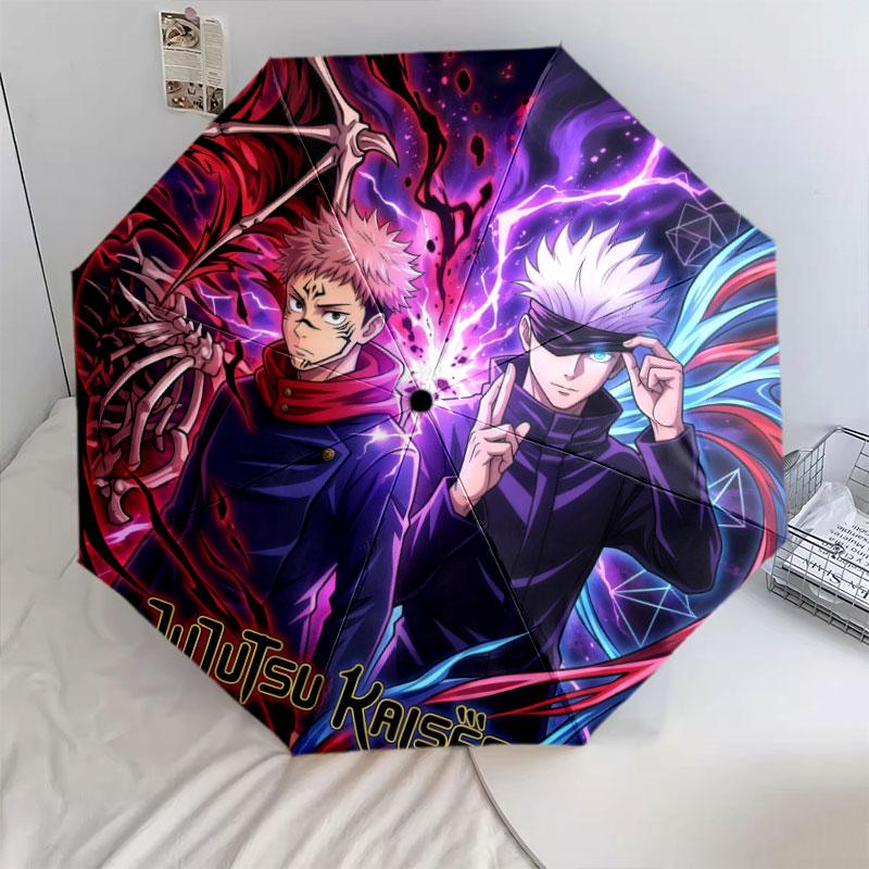 1 PC Automatic Folding Umbrella - Jujutsu Kaisen Pattern Portable Foldable Design With 8 Ribs Christmas Birthday Gifts