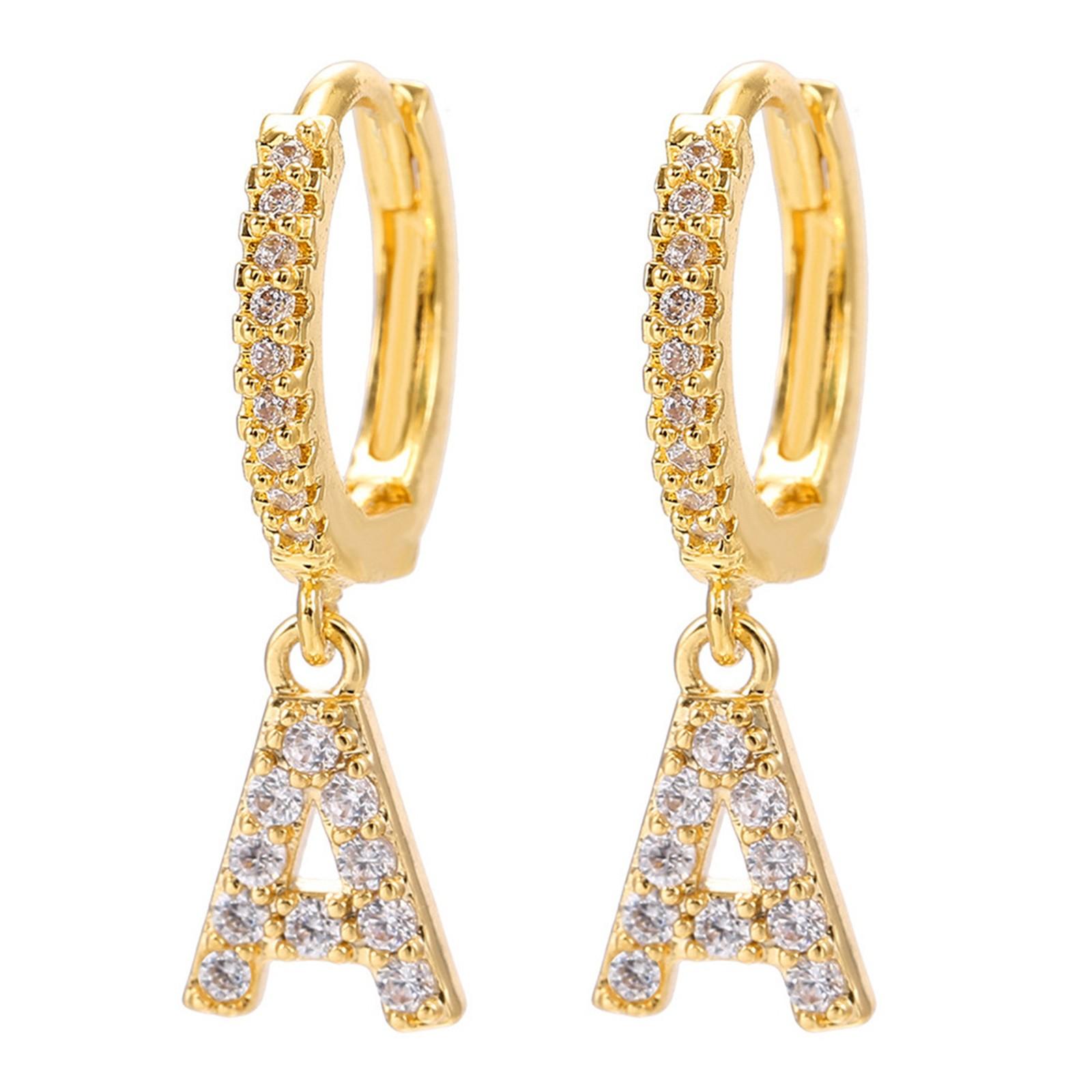 

A Pair Of Zircon Earrings With Letters One Size