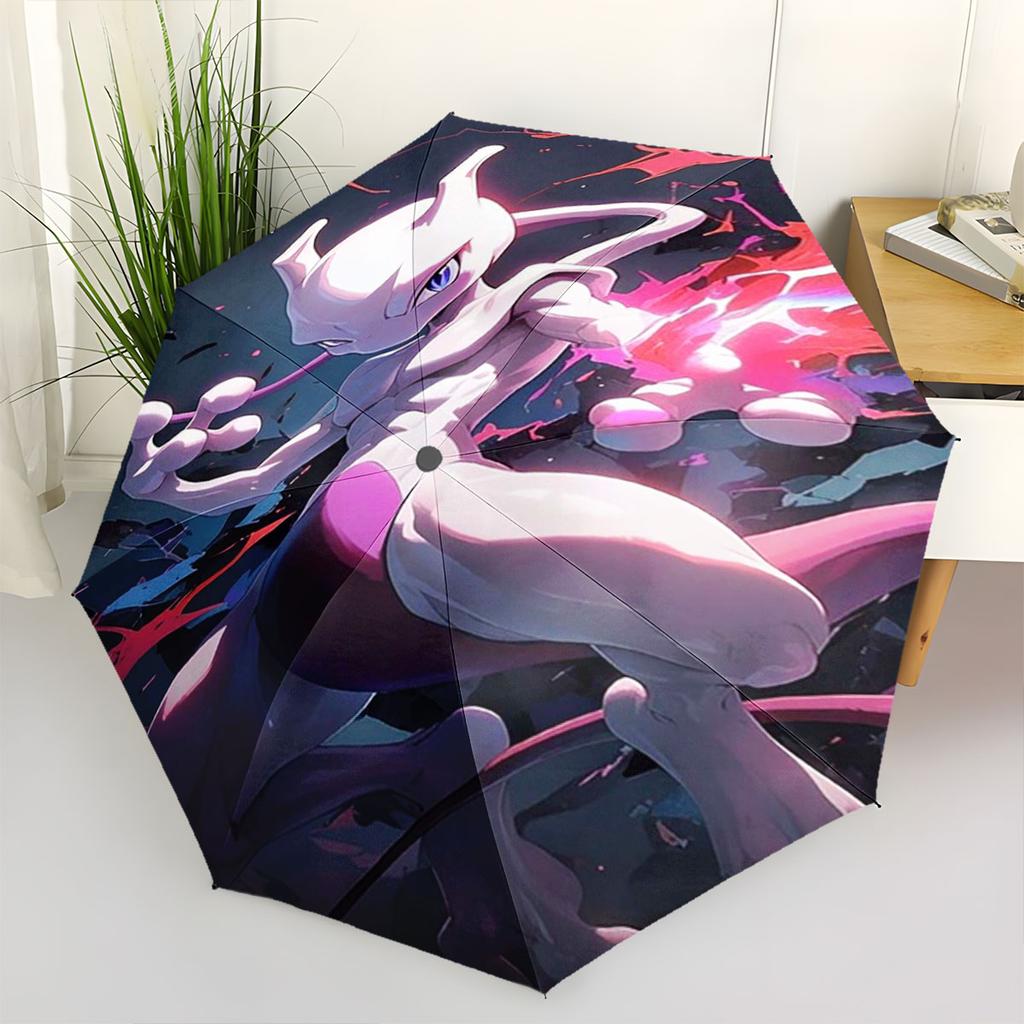 Mewtwo Pokemon Anti UV Umbrella Sun Protection Shade Umbrella Waterproof Windproof Outdoor Travel Parasol