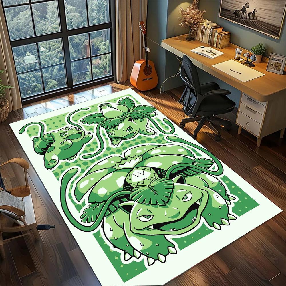 

Bulbasaur Bedroom Gamer Room Floor Mat, Washable Non Slip Large Area Carpet Rug Home Decor.-TING 60x90cm