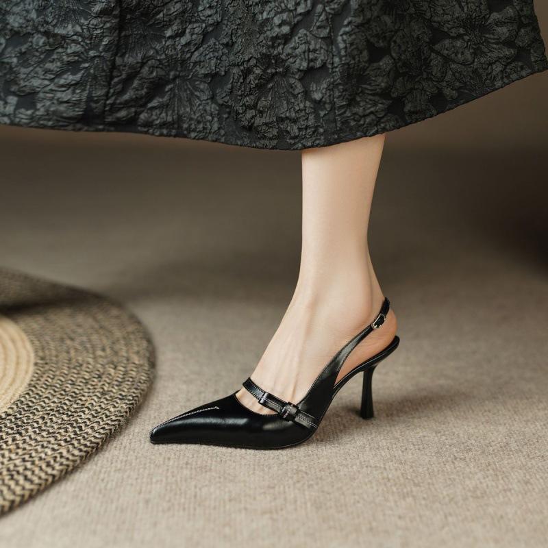 

Baotou sandals women s summer 2025 new fashion high heels French retro one-word with stiletto pointed single shoes 34