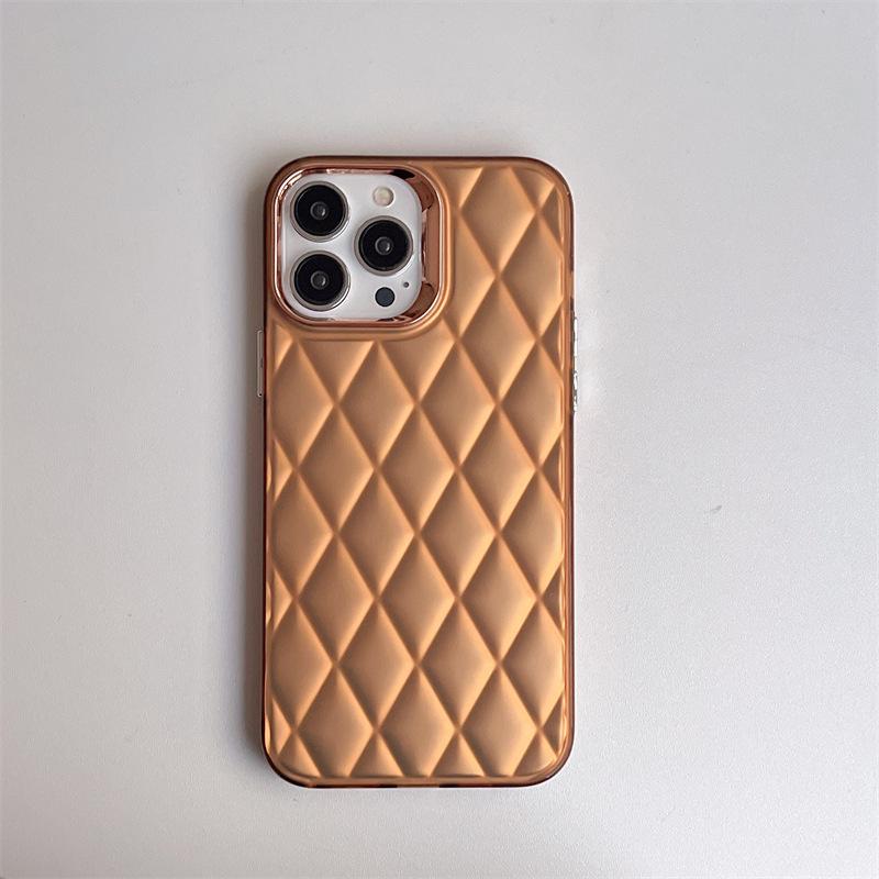 Pouzdro na mobilní telefon Xiaoxiangfeng Rhombus je vhodné pro iPhone15, barevné stříbrné Apple 16 jednobarevné 14promax pevné pouzdro, dámské trendy.