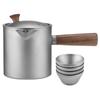 Ti Tea Kettle with Wood Handle Portable Tea Maker with Strainer for Camping Hiking