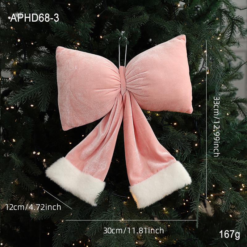Pink Velvet Christmas Bow Ornament for Tree and Wedding Decoration