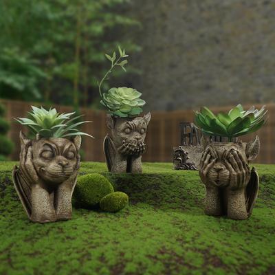 European Creative Relief Succulent Flower Pot Garden Courtyard Balcony Decoration Non-porous Resin Flower Pot