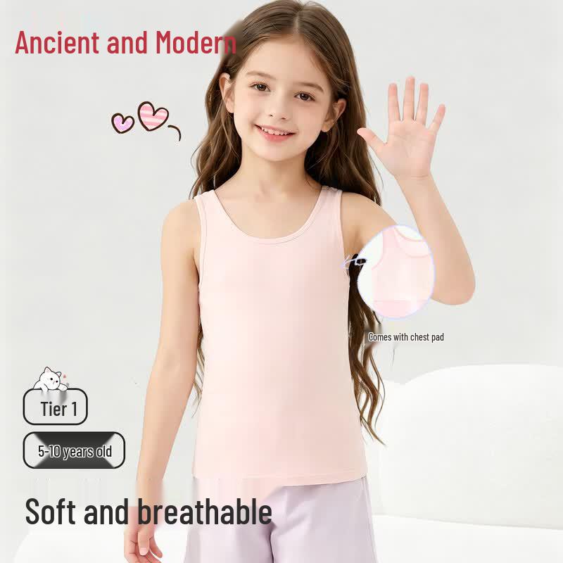 GUJIN Girls Breathable Camisole Vest with Chest Pads 160