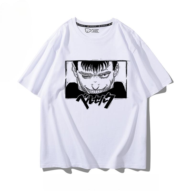 

Аниме Берсерк принт личности летняя мужская 100% хлопок с коротким рукавом уличная повседневная удобная уличная одежда 4XL