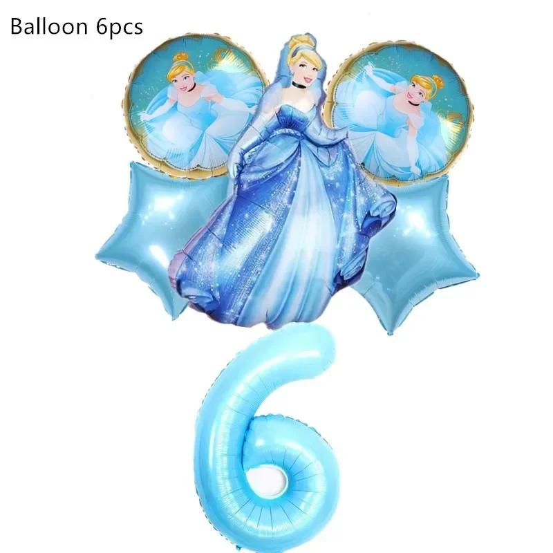 Cinderella Birthday Party Decoration Princess Balloons Cups Plates Banner For Girls Party Favor Gifts Baby Shower Photo Props