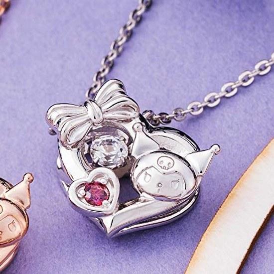 White Clover Kuromi Dancing Stone Necklace Heart Sanrio Pendant Silver SAKU-N052RD Women