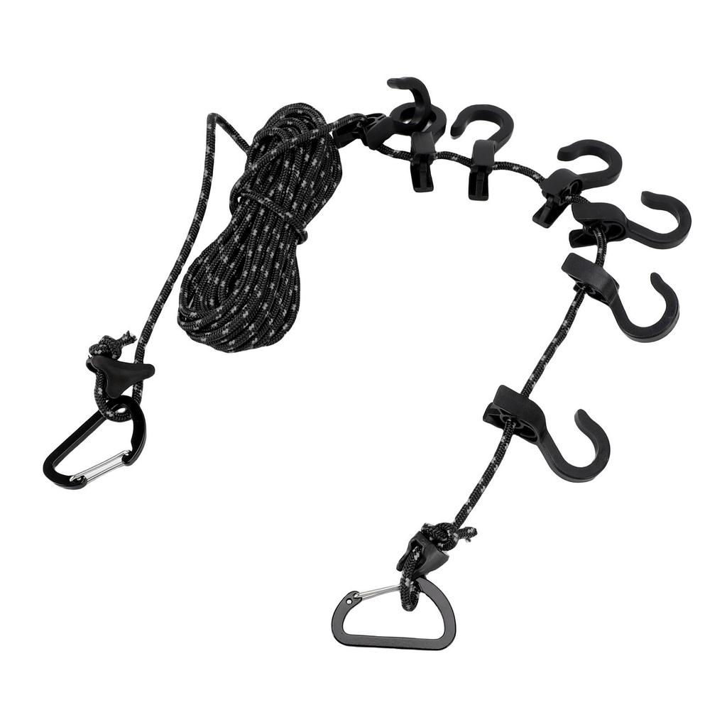 Portable Travel Clothesline Adjustable 16.4ft Length Clothes Drying Rope Windproof 5m Clothesline with Hooks for