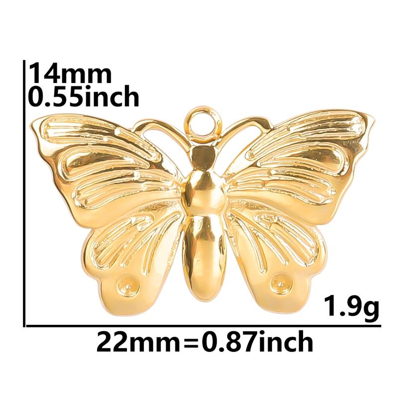 6pcs Gold Plated Butterfly Charms For Jewelry Making Bulk Stainless Steel Pendants Animal Dragonfly Cattle Peacock DIY Connector
