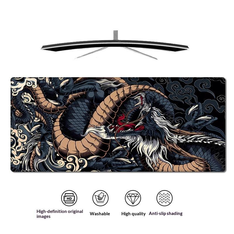 Tapis de Souris Gaming Large Dragon Japonais XXL Tapis de Souris Gamer Clavier Sur la Table Tapis de Bureau Vitesse Anime 60*30cm Tapis de Souris