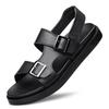 Large Size Sandals Summer Buckle Open-toe Foot Cover Leather Sandals Men's Foreign Trade Cowhide Outdoor Black Beach Shoes