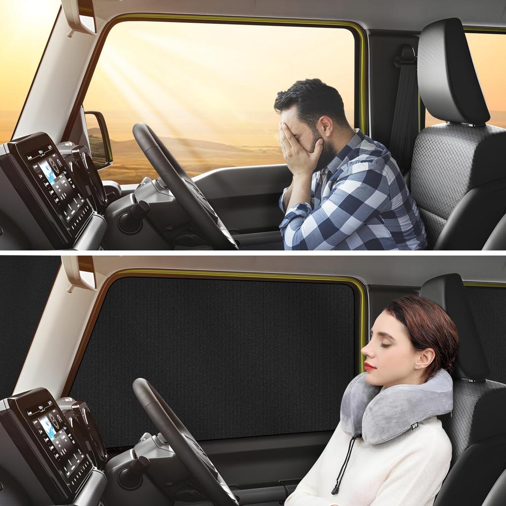 ZATOOTO Car Curtains for Suzuki Jimny Sierra Magnetic Car Sunshades for Set of Black & JB64/JB74, Front/Rear/Both Sides, Blackout, 6, (CT106-BK6)