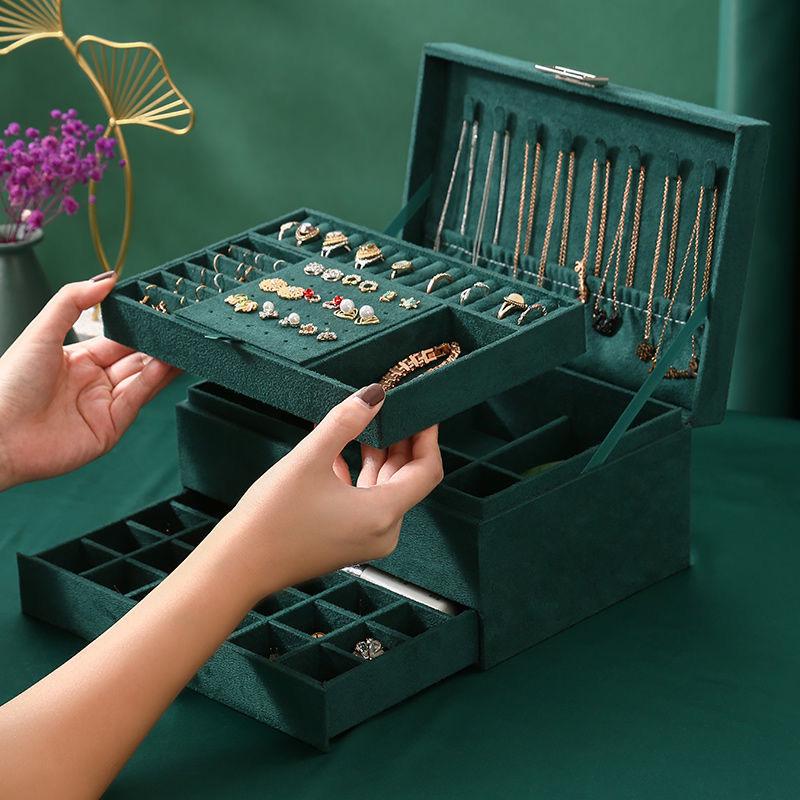 Velvet Retro Multi-Layer Jewelry Storage Box for Necklaces, Bracelets & Rings