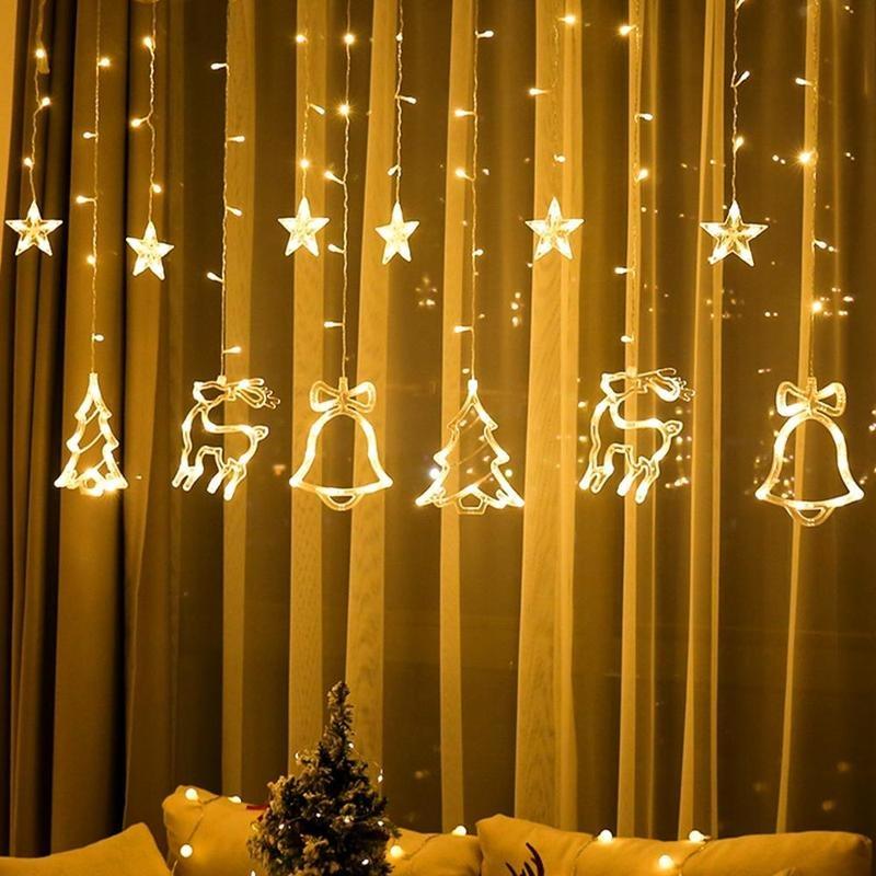 Elk Bell String Light LED Christmas Decor for Home Hanging Garland Christmas Tree Decor Ornament Xmas Gift New Year