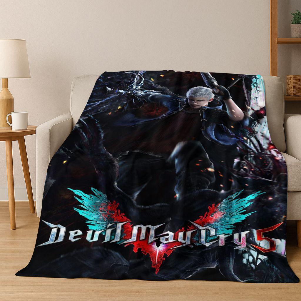 3D D-Devil May Cry DMC Hry Vergil Dante Flanelová deka, Teplá a útulná měkká přehozová deka pro domácí ložnici postel pohovku Dětský dárek