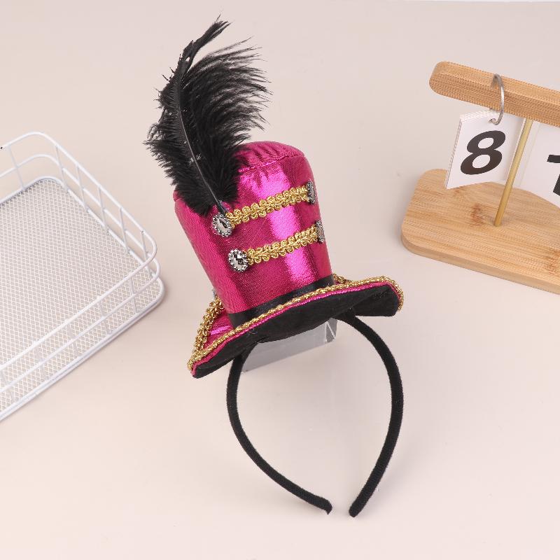 Mini Zylinder Federkappe Stirnband Zirkusdirektor Haarreif Cosplay Kostüm Haarreifen Kinder Erwachsene Haaraccessoires