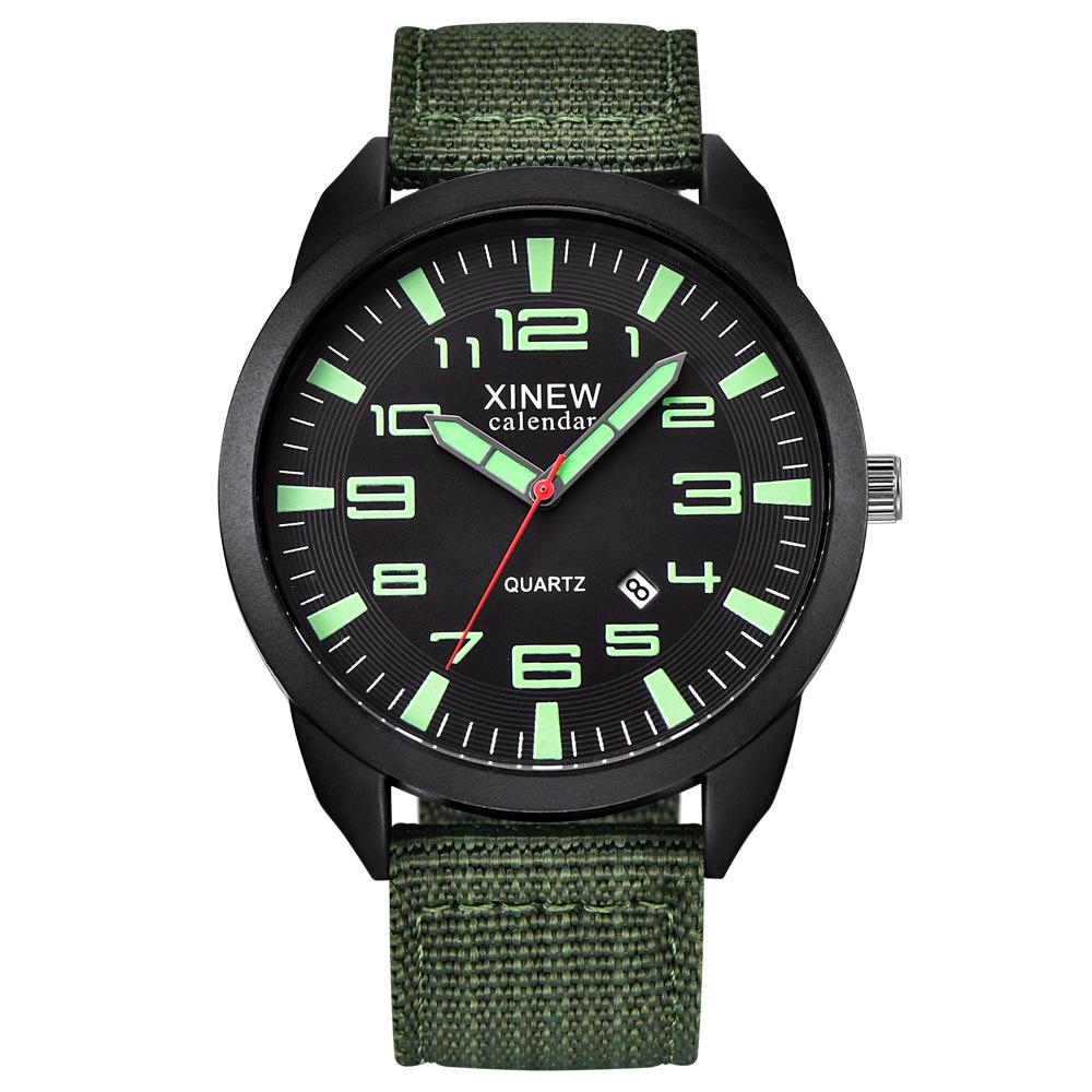 Watch Men's Army Watch Nylon with Calendar Quartz Watch