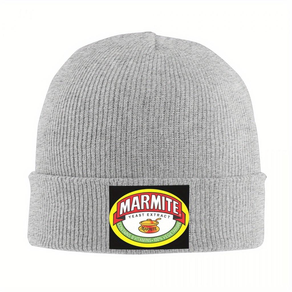 Marmite Logos Warm Knitted Cap Hip Hop Bonnet Hat Autumn Winter Outdoor Beanies Hats for Unisex Adult