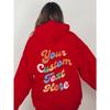 Down Sleeve Women'S Fleece Sweater Plain Letter Print Kangaroo Pocket Drawstring Print Hoodie
