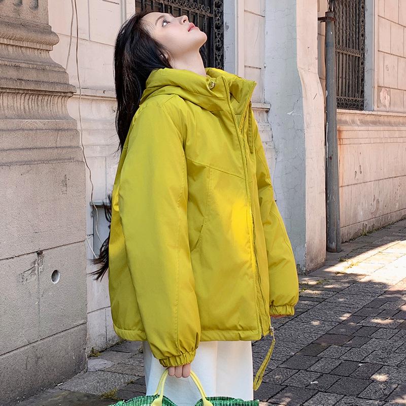 

Женская ветровка с хлопковой подкладкой: 2025 Осень/Зима Свободная Универсальная Теплая Куртка в Корейском Стиле M (85-120 lbs)