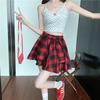 Retro Plaid High-Waisted Women's Skirt - Versatile and Slimming